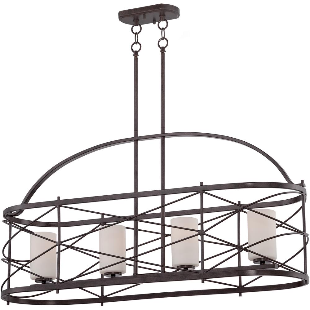 Nuvo Lighting 60/5338  Ginger - 4 Light Island Pendant with Etched Opal Glass in Old Bronze Finish
